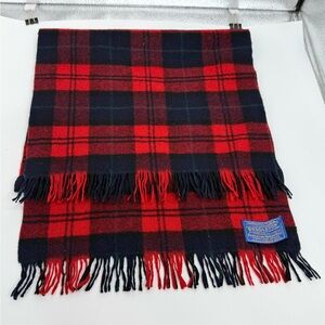 Pendleton Red Black plaid vintage Wool Scarf